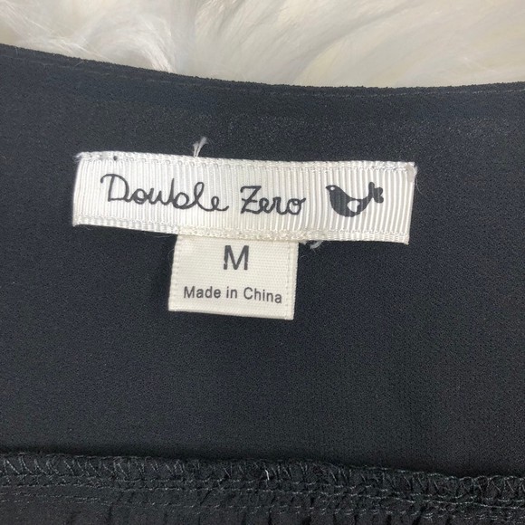 Double Zero Sheer Black Fancy Bell Sleeve Top with Hi/Lo Hem sz M Sexy Tunic - Picture 8 of 8